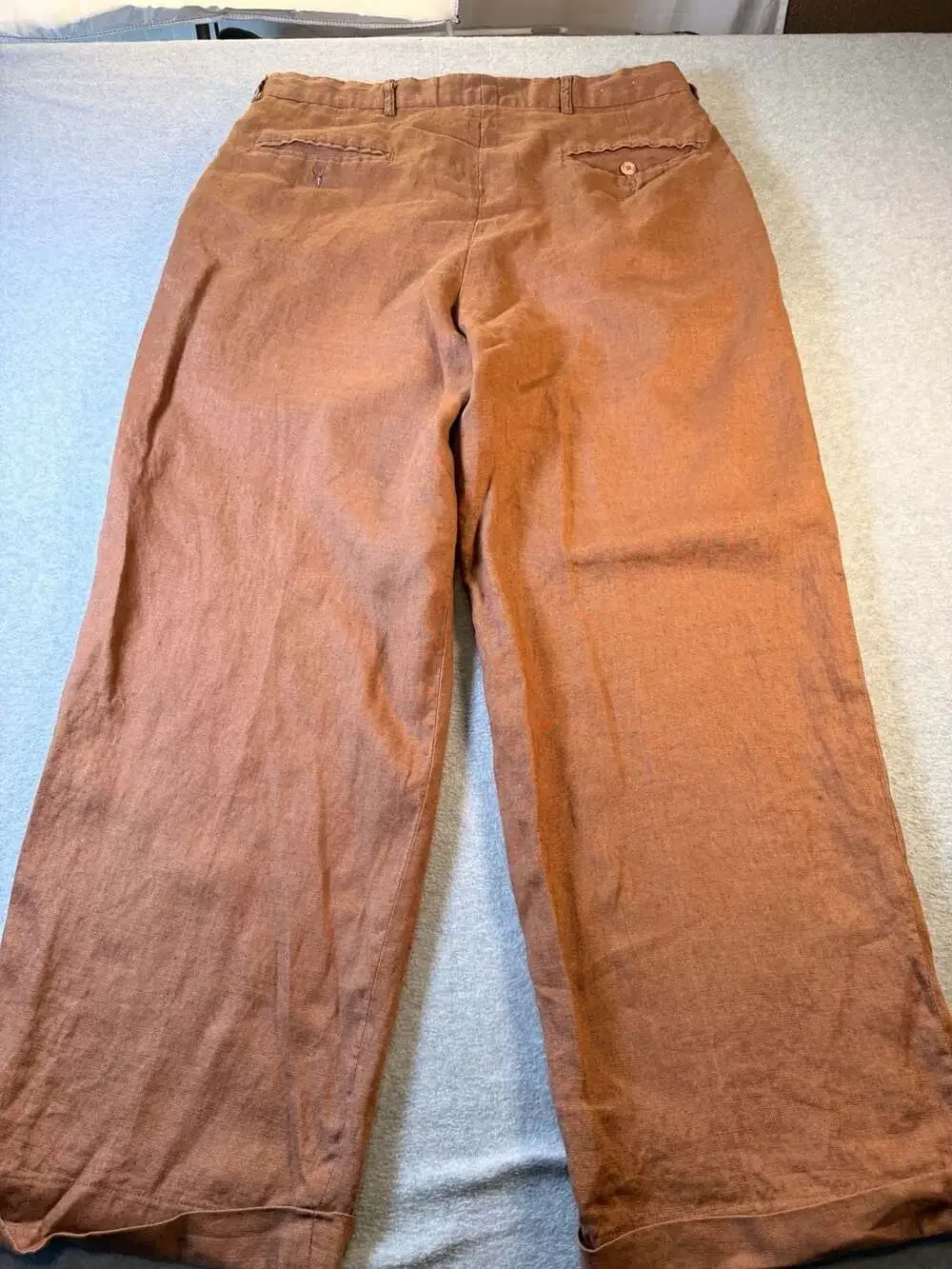 Syllables 100% Linen Brown Pleated Trousers Pants Size 34